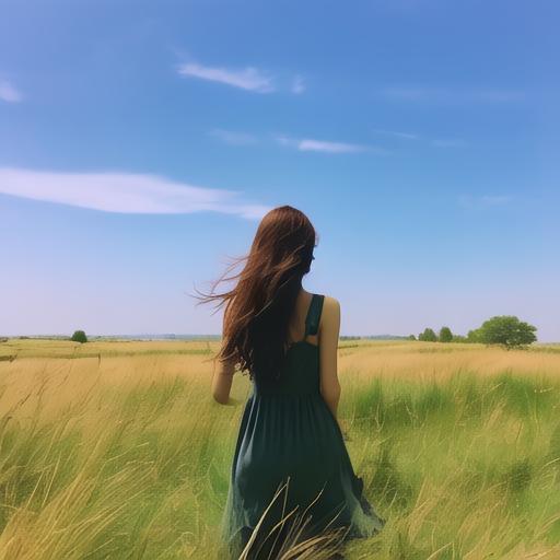 午夜福利影院私人爽草原上的美女背影_自然风景_图库_素材_回车素材